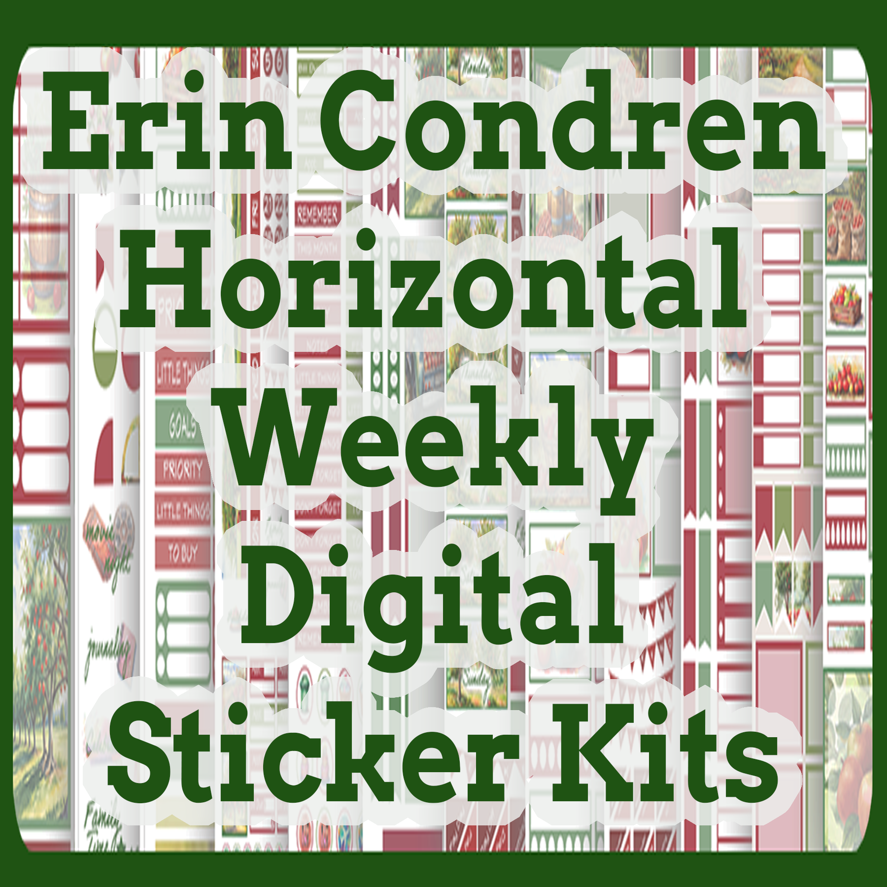 Erin Condren Horizontal Weekly Digital Sticker Kits.