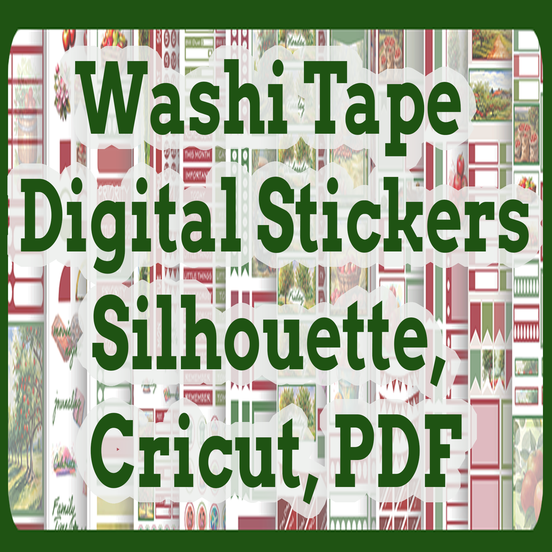 Washi Tape Digital Silhouette, Cricut, PDF